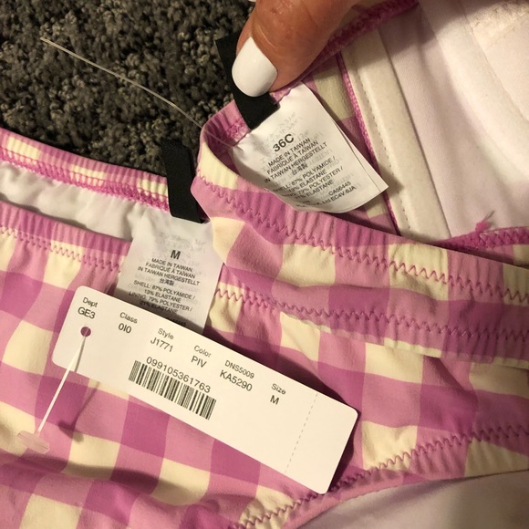 J. Crew Gingham Plaid Bandeau Bikini Lilac Peony M - Picture 6 of 8